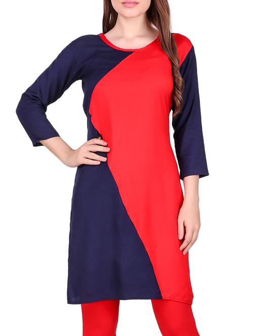 contrast straight kurta - 16139871 - Very Small Image - 1