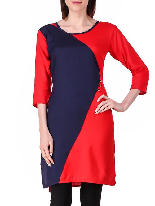 color block straight kurta - 16139893 - Very Small Image - 1