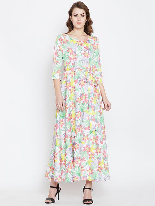 tie knot floral flared maxi dress - 16140031 - Very Small Image - 1