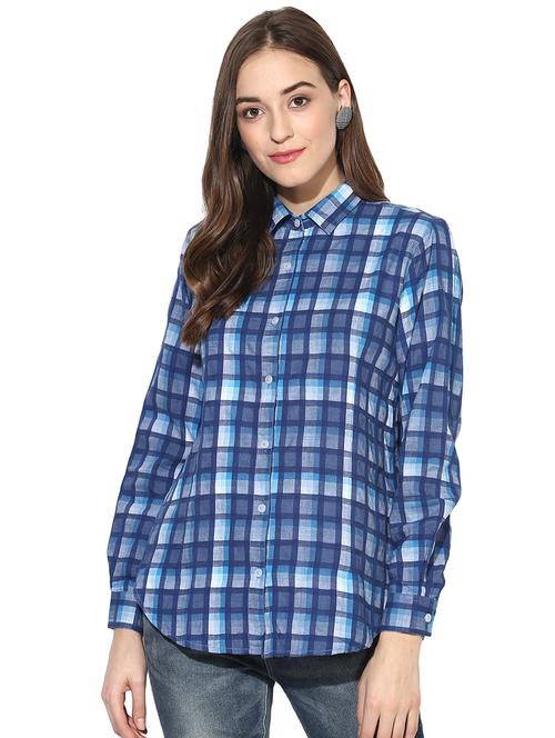 curved hem checkered shirt - 16140525 - Very Small Image - 1
