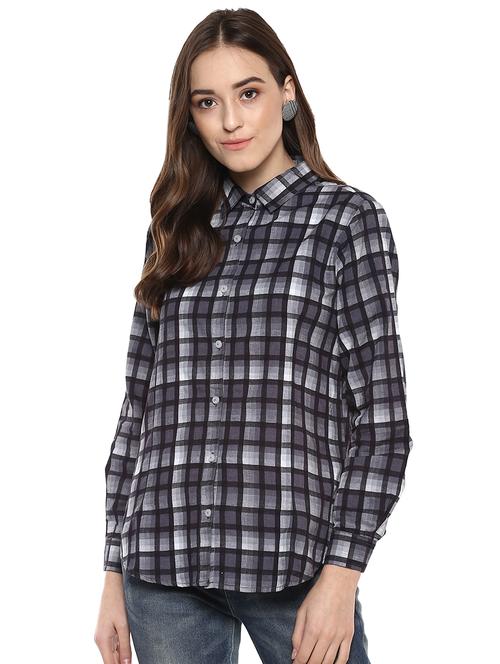 curved hem checkered shirt - 16140526 - Very Small Image - 1