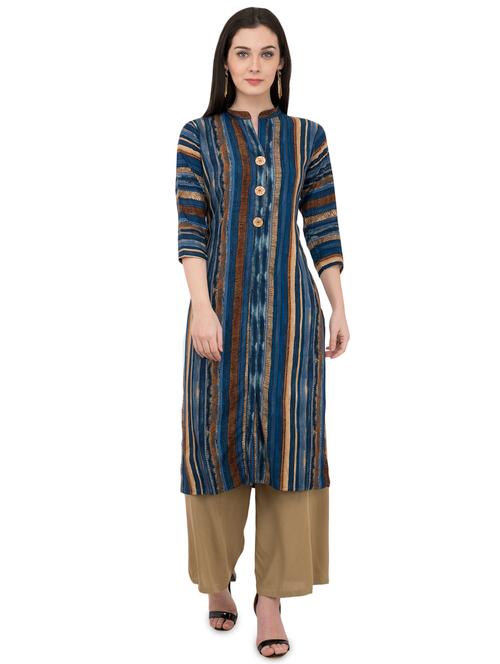 striped straight kurta - 16140612 - Very Small Image - 1