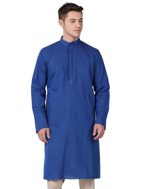 blue cotton long kurta - 16141772 - Very Small Image - 1