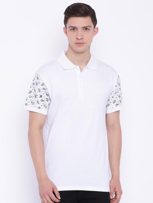 white paisley printed polo tshirt - 16142297 - Very Small Image - 1