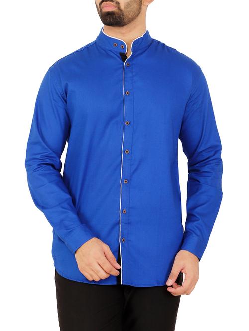 blue solid casual shirt - 16142577 - Very Small Image - 1