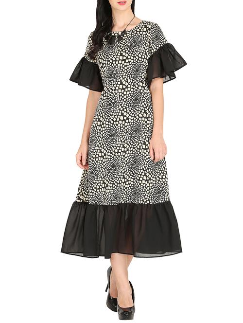 ruffle detail monochrome a-line dress - 16143054 - Very Small Image - 1