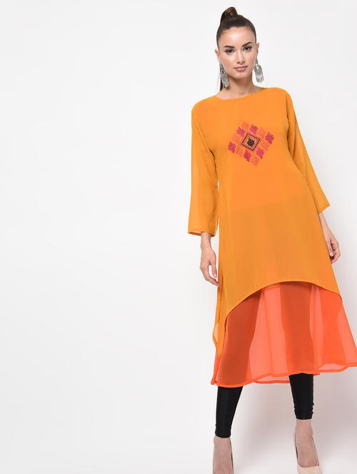 embroidered layered kurta - 16143101 - Very Small Image - 1