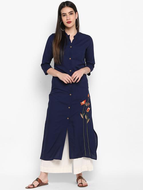 solid straight kurta - 16143148 - Very Small Image - 1