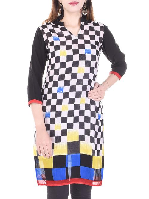 checkered straight kurta - 16143159 - Very Small Image - 1