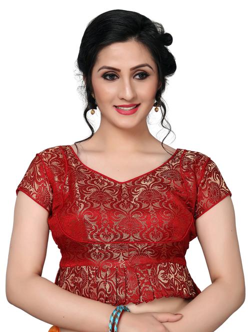 red silk brocade blouse - 16157593 - Very Small Image - 1