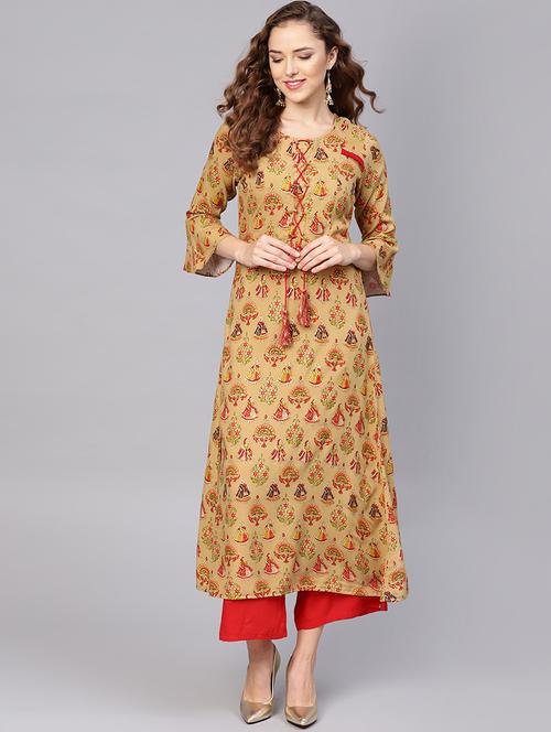 conversational a-line kurta - 16157644 - Very Small Image - 1