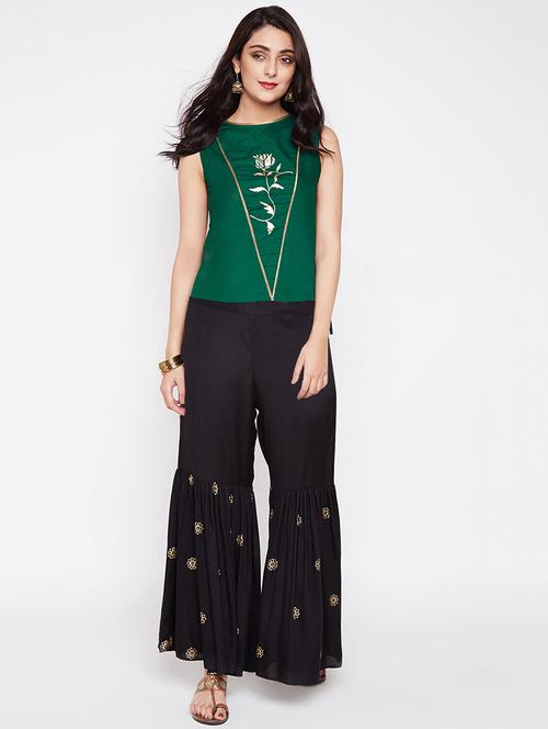 foil printed top with sharara set - 16157985 - Very Small Image - 1