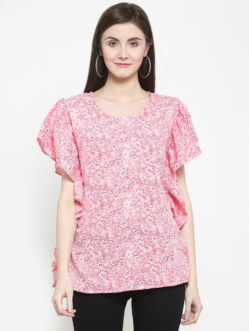 flutter sleeved floral top - 16158301 - Very Small Image - 1
