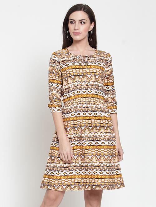 tie up neck aztec a-line dress - 16159272 - Very Small Image - 1