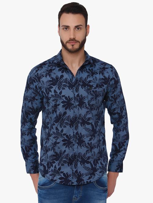 blue tropical casual shirt - 16165135 - Very Small Image - 1