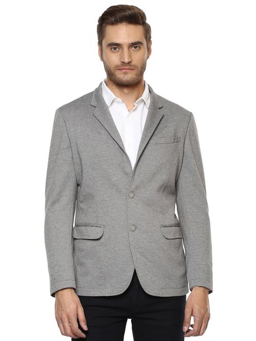 grey cotton  casual blazer - 16165191 - Very Small Image - 1