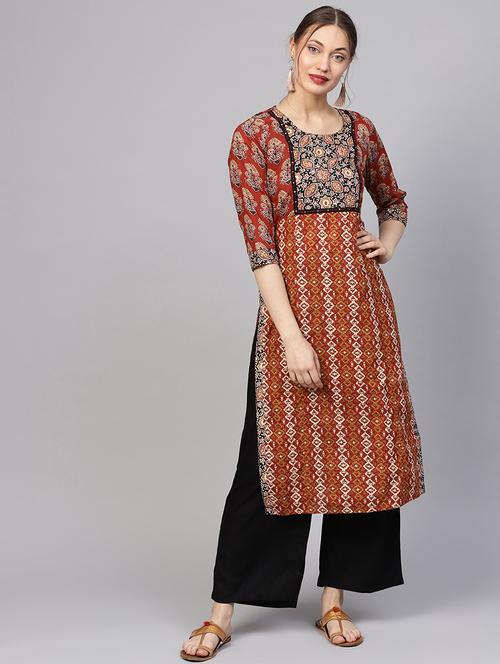 red floral kurta palazzo set - 16165660 - Very Small Image - 1