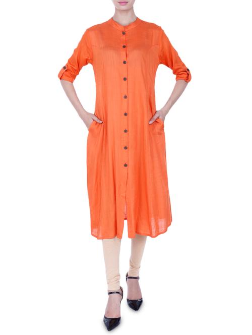 solid a-line kurta - 16165768 - Very Small Image - 1