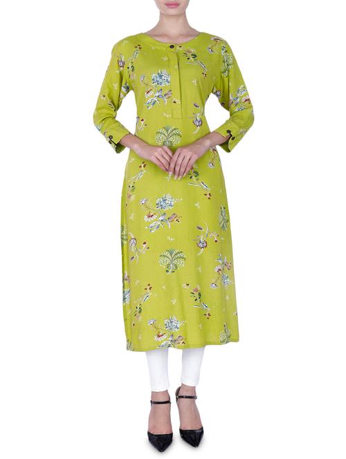 digital floral printed straight kurta - 16165773 - Very Small Image - 1