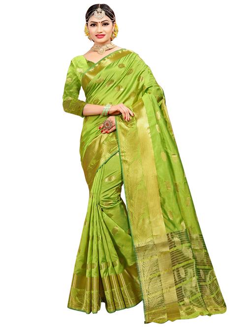 ethnic zari motif banarasi saree with blouse - 16165894 - Very Small Image - 1