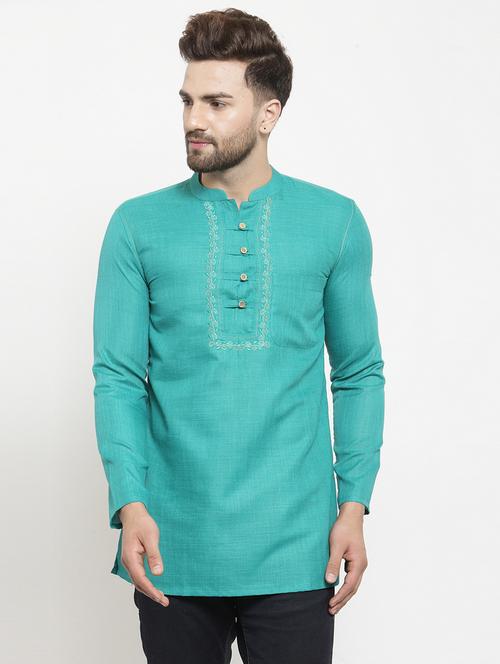 blue solid short kurta - 16168964 - Very Small Image - 1