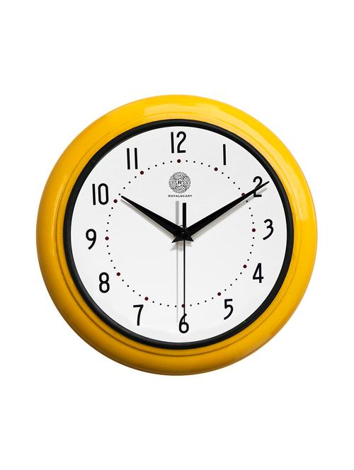 yellow retro round wall clock - 60mm thickness - 16169173 - Very Small Image - 1