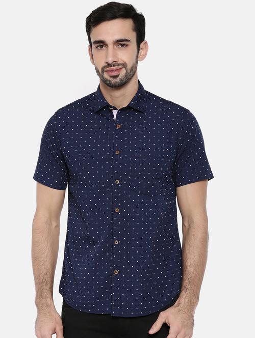 dark blue printed casual shirt - 16169511 - Very Small Image - 1