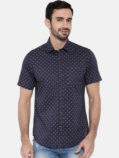 dark blue printed casual shirt - 16169545 - Very Small Image - 1