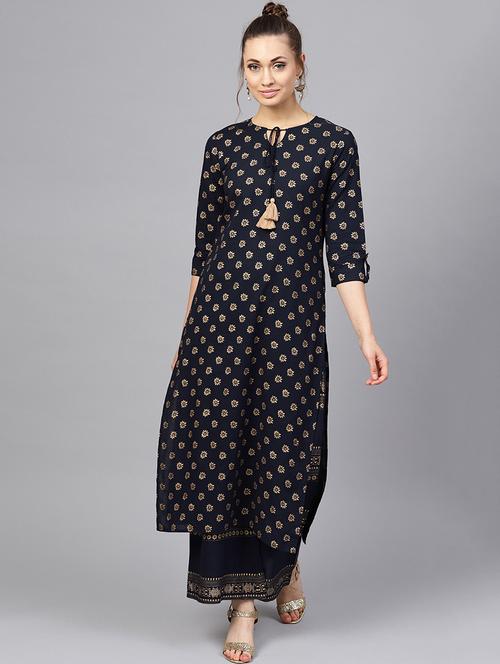 foil printed straight kurta - 16170207 - Very Small Image - 1