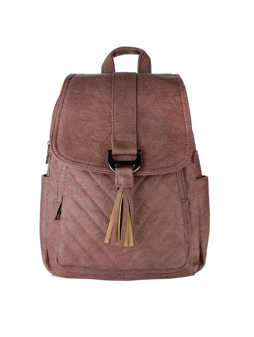 Brown Leatherette (pu) Regular Backpack - 16172620 - Very Small Image - 1