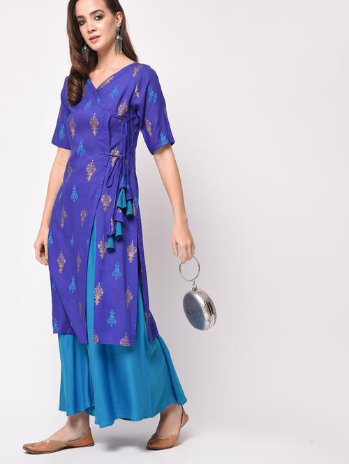 block printed angrakha kurta - 16172937 - Very Small Image - 1