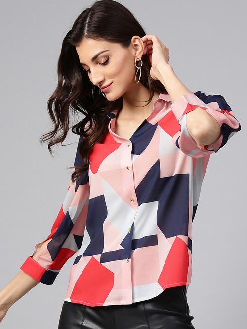 back pleat geometric shirt - 16173103 - Very Small Image - 1