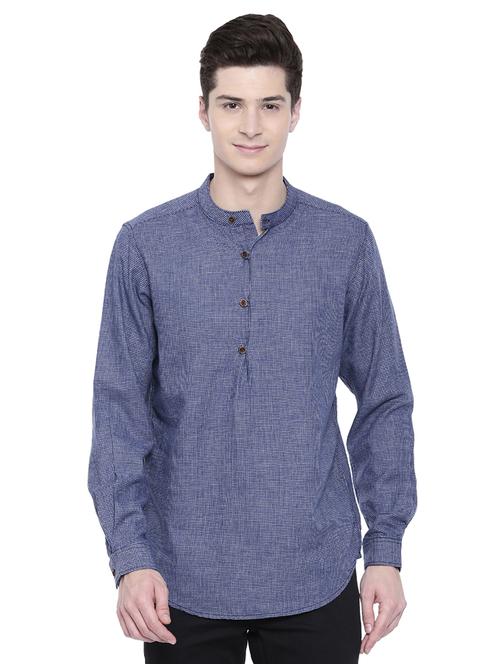 blue checkered short kurtas - 16176071 - Very Small Image - 1