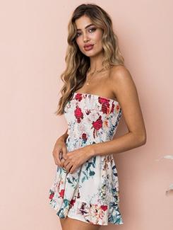 off shoulder smocked floral romper - 16176425 - Very Small Image - 1