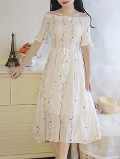 off shoulder floral a-line dress - 16176515 - Very Small Image - 1