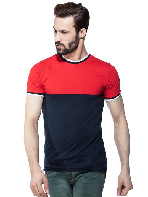 navy blue color block tshirt - 16177648 - Very Small Image - 1