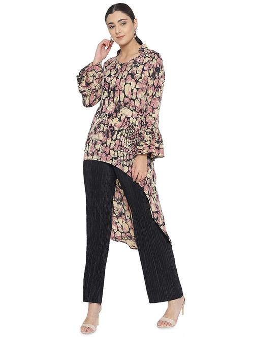 abstract printed high-low kurta - 16178370 - Very Small Image - 1