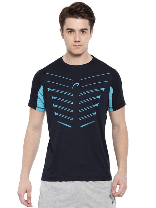 navy blue chest print tshirt - 16178452 - Very Small Image - 1