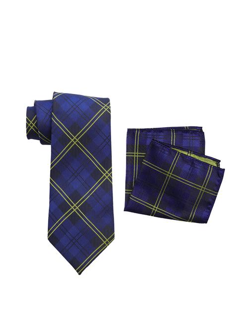 blue silk tie and pocket square combo - 16178619 - Very Small Image - 1