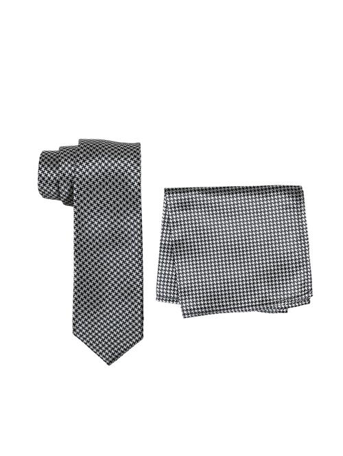 grey polyester  tie and pocket square combo - 16178669 - Very Small Image - 1