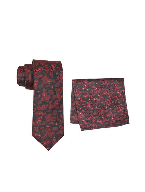 grey polyester  tie and pocket square combo - 16178679 - Very Small Image - 1