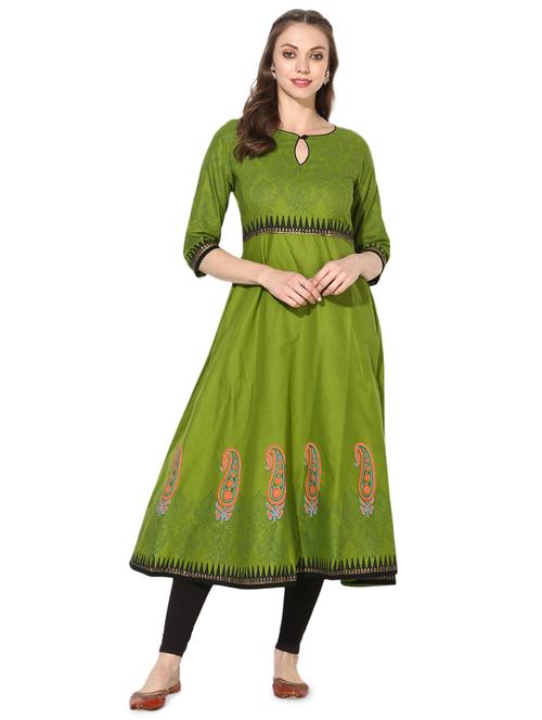 block printed flared kurta - 16179276 - Very Small Image - 1