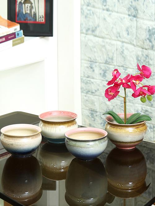 handpainted ceramic pot in assorted colours- 1pc - 16179407 - Very Small Image - 1