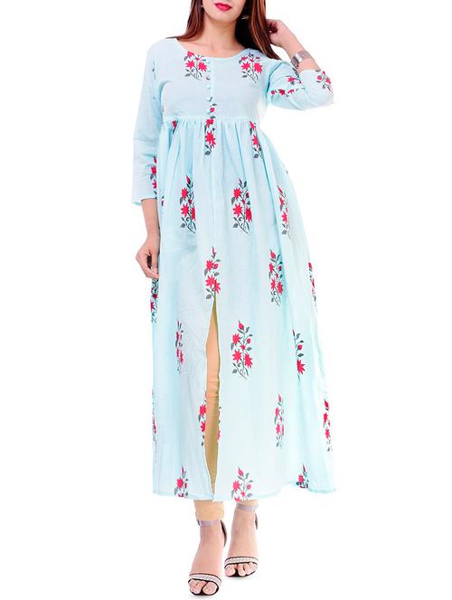 printed high slit kurta - 16180476 - Very Small Image - 1