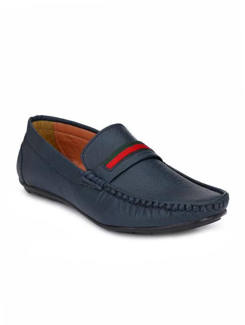 blue leatherette slip on loafers - 16183744 - Very Small Image - 1