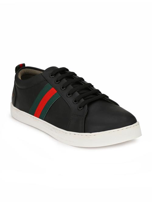 black leatherette lace up sneakers - 16183772 - Very Small Image - 1