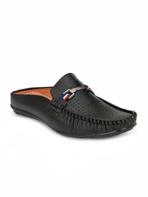 black leatherette slip on loafers - 16183779 - Very Small Image - 1