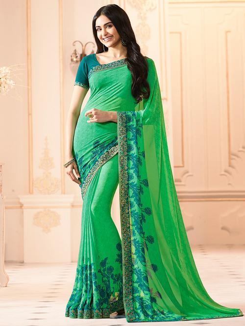 floral printed saree - 16185925 - Very Small Image - 1