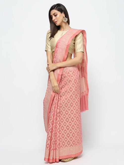 solid banarasi saree with blouse - 16186230 - Very Small Image - 1