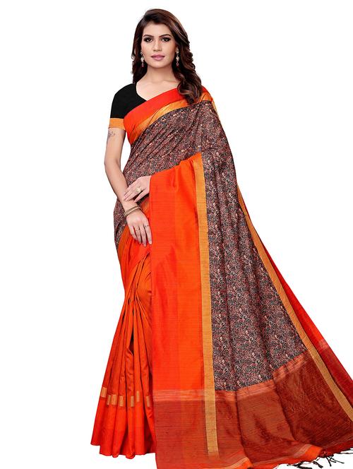 half & half woven saree with blouse - 16187760 - Very Small Image - 1